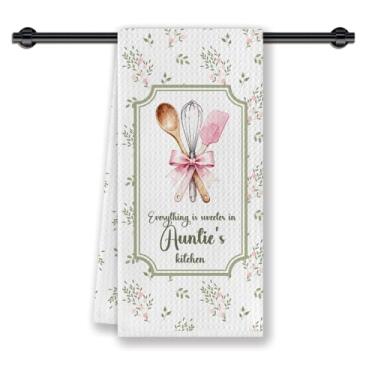 Imagem de CosxHabitat Toalha de prato rústica para cozinha tia tia, presentes de tia de sobrinho sobrinha, presentes de tia para aniversário, Natal, toalhas de chá de mão decorativas para cozinha, banheiro, 40