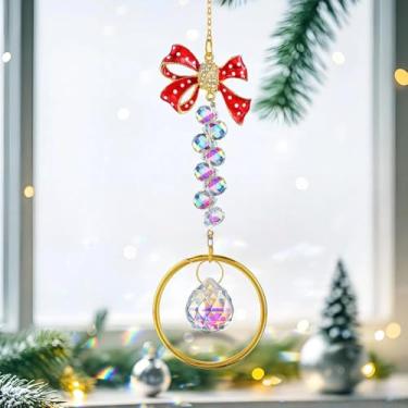 Imagem de Apanhador de sol de cristal, enfeite de arco vermelho para pendurar no jardim, prisma decorativo para janelas, ao ar livre, pátio, casamento, decoração de festa (vermelho)