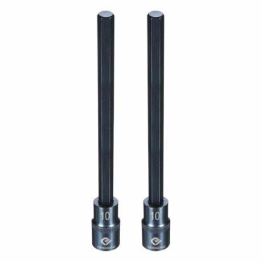 Imagem de HARFINGTON 2 soquetes hexagonais de impacto de 1/5.1 cm H10 (10 mm) de comprimento métrico 20.3 cm S2 soquetes de aço de 6 pontos para adaptador de furadeira elétrica, azul