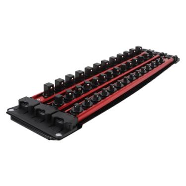 Imagem de GLOGLOW Organizador de Soquete de Alumínio de 40 Slots, Portátil 1/2 3/8 1/4 Suporte de Soquete de Unidade Com Trilhos Pretos ABS, para Armazenamento de Gaveta de Caixa de Ferramentas