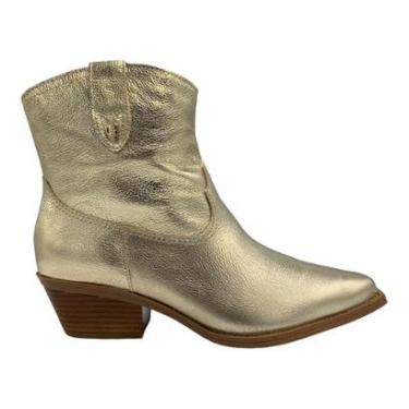 Imagem de Bota Bottero Feminina Couro Metalizado Dourado Country Cano Curto 347701-Feminino