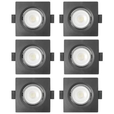 Imagem de Kit 6 Spot De Led Embutir Slim Mr16 Quadrado 6W Preto Bivolt - Blumena
