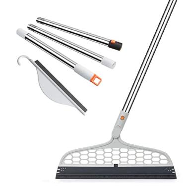 Imagem de Vassoura mágica atualizada, removedor de pelos de animais de estimação 4 em 1 com um mini rodo, limpa facilmente a superfície do chão e remove sujeira e pelos para ferramentas de limpeza de banheiro de cozinha