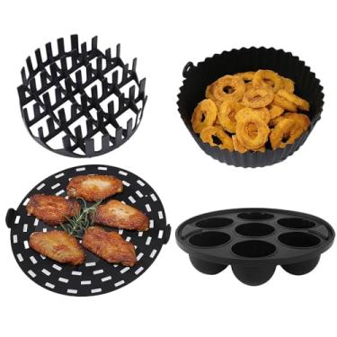 Imagem de Forros de silicone para fritadeira a ar – Forros para fritadeira a ar, antiaderente, resistente ao calor, bandeja segura para lava-louças, para cozinha, casa, acampamento, churrasco