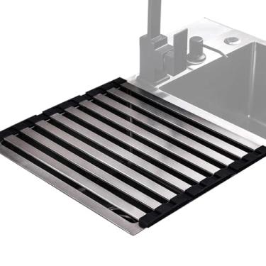 Imagem de Escorredor de pratos de cozinha | Escorredor de pratos de enrolar | Tapete multiuso antiderrapante resistente ao calor para tigelas, panelas, copos, utensílios de cozinha, utensílios de mesa