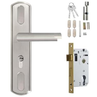 Imagem de ETAWDE Maçaneta de porta de entrada com fechadura e chaves de aço inoxidável interior fechadura de porta de substituição de alavanca de porta de segurança
