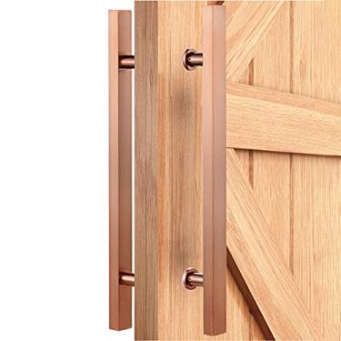 Imagem de Puxador de porta de celeiro, puxador de porta deslizante de aço inoxidável para porta de vidro de madeira, maçanetas de entrada de aço comercial/preto/50 cm/20 polegadas (ouro rosa 60 cm/24I