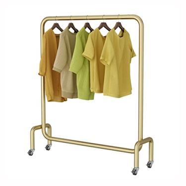 Imagem de Cabides de metal para roupas com rodas, cabide moderno para casa ou varejo/dourado