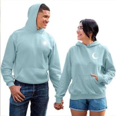 Imagem de Kit Moletom Masculino e Feminino 2 Blusas Canguru com Bolso e Capuz Sol e Lua-Unissex