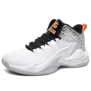 Imagem de ESXGED Tênis de basquete feminino, leve, masculino, para treinamento escolar, corrida, antiderrapante, casual, confortável, Branco, 36 BR