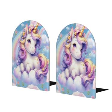 Imagem de Suporte de livros decorativo de unicórnio roxo grande suporte de livros decorativo antiderrapante resistente para mesa de escritório em casa biblioteca de escritório escola decoração de livros