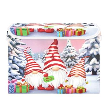 Imagem de SEHANY Cestas de armazenamento de Papai Noel de Natal com tampas, organizador de caixas de armazenamento de tecido para armário de roupas, cobertor de escritório, berçário, 42 x 32 x 30 cm