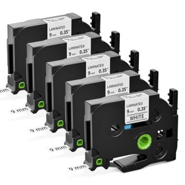 Imagem de COLORWING Fita adesiva TZe-221 9 mm 0,9 cm branca laminada para Brother TZe-221 TZe221 P Touch Label Tape 3/20.3 cm para Brother Ptouch PT-D210 D220 H110 H103W D410 D600 PT1890 Embalagem com 5