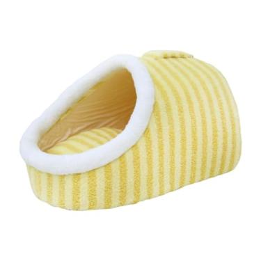 Imagem de Fenteer Cama para gatos, caverna, casa para animais de estimação, portátil, canil, fundo antiderrapante, barraca para cães com almofada removível para, Amarelo