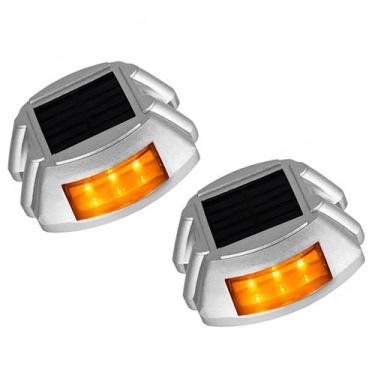 Imagem de Tacha Solar Sinalizador Viario Kit 2 Uni Olho de Gato Sinalizaçao Rodo