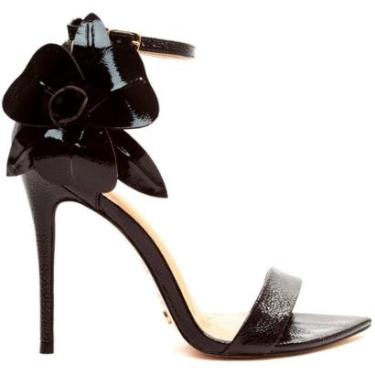 Imagem de Sandália Alta em Couro Preto Com Flor Cecconello-Feminino