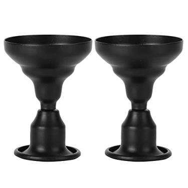 Imagem de Castiçal castiçal elegante castiçais de mesa estilo europeu simples retro mini dupla utilização decorações de mesa presentes para casamentos inauguração de casa metal ferro 4,3 cm (Preta)
