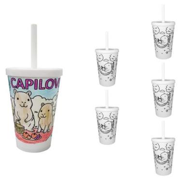 Imagem de 6 Copos Para Pintar Copo Infantil 350ml Seguro Resistente - NEOPLAS