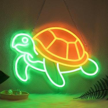 Imagem de Lampeez Placa neon de tartaruga, luz noturna de LED para decoração de quarto, presentes de decoração de parede para crianças, adolescentes, mulheres e homens