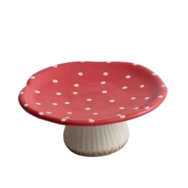 Imagem de Fenteer Bandeja de frutas em formato de cogumelo, fruteira de mesa com pedestal alto, travessa para servir sobremesas e lanches na da cozinha.