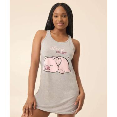 Imagem de Camisola Estampada Sem Manga Marisa-66076, Cinza, M