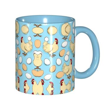 Imagem de Zeraoke Canecas de café criativas com estampa de galinha de desenho animado, personalizado, presente para família, tamanho de 325 ml, unissex