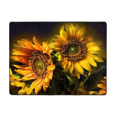 Imagem de ZERAOKE Tapete de área de girassol laranja 48 x 63 polegadas, lavável na máquina com suporte antiderrapante, tapetes macios para sala de estar, quarto, entrada, quarto de crianças, decoração de casa