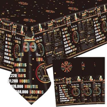 Imagem de Hokinaa Toalha de mesa para festa de aniversário de 80 anos – 3 peças de toalhas de mesa retangulares vintage retrô pôr do sol de plástico descartáveis, Happy Cheers to 80 anos de idade, em 1946