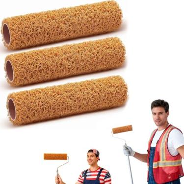 Imagem de 3 peças de rolo de textura de 23 cm, rolo de textura de drywall, rolo de tinta texturizado, adequado para pintar paredes, mesas, tetos, renovar casas antigas e decoração de casa