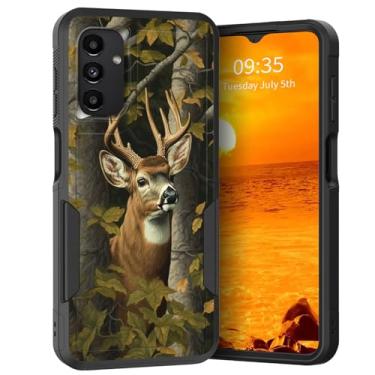 Imagem de KJFHDJFDH Capa para Galaxy A25 5G, camada dupla, híbrida, resistente, resistente, à prova de choque, PC rígido + capa protetora de silicone macio para Samsung Galaxy A25 5G 6,5 polegadas 2023, veado