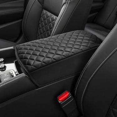 Imagem de KBH Capa de apoio de braço para console central para acessórios Nissan Maxima 2016-2024, protetor de almofada de espuma de console médio, acabamento de couro de vinil, antiarranhões, preto