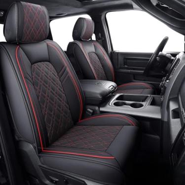 Imagem de Aierxuan Dodge Ram Capas de assento de carro conjunto completo ajuste personalizado 2009-2025 1500 2010-2025 2500 3500 caminhonete tripulação cabine dupla quadriciclo almofadas de couro (conjunto