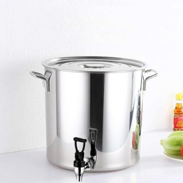 Imagem de uhyOHF Panela com torneira - Panela de aço inoxidável, pote de aço inoxidável, fundo composto de barril de vinho de 5-90 L, panela redonda de aço inoxidável com toque suave (40 * 60 cm)