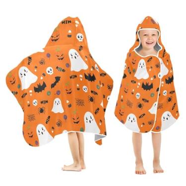 Imagem de Burbuja Cute Ghosts Toalha de banho com capuz para crianças, toalha de praia de pelúcia macia absorvente para meninas e meninos 3-10 anos, 61 x 127 cm