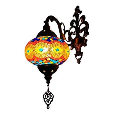 Imagem de Luminária de parede em mosaico marroquino, arandela turca, luminária de parede boêmia artesanal em vidro para cabeceira, ideal para sala de estar, quarto, corredor, varanda, café ou bar.