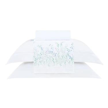 Imagem de Jogo de Cama Queen Cetim 300 Fios Buddemeyer Vision Blue Daisy 100% Algodão Penteado 4 peças