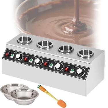Imagem de Aquecedor EléTrico Para Molho De Queijo E Chocolate,Temperatura AjustáVel De 30 A 85°C,MúLtiplas DivisóRias Com Controle De Interruptor Independente,Para Ketchup,Chocolate,Queijo