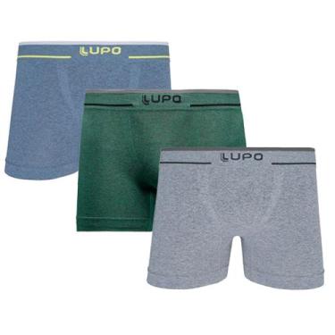 Imagem de 3 Cuecas Box Boxer Microfibra Sem Costura Texturizada Lupo, P, Azul, O