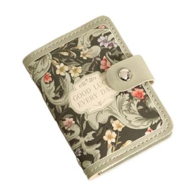 Imagem de Carteira feminina porta-cartões de crédito, carteira floral, pintura a óleo, porta-cartões, compartimentos para vários cartões, grande capacidade para armazenar cartões, Verde, Minimalista