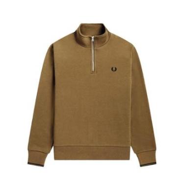 Imagem de Blusa Fred Perry Moletom Masculina Regular Half Zip Cáqui-Masculino