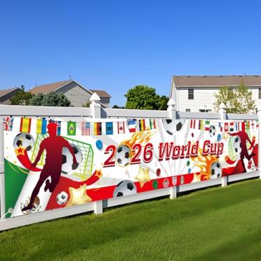 Imagem de Bandeira do mundo para a Copa do Mundo de 2026, decorações de bandeiras internacionais ao redor do mundo, pano de fundo para fotos de troféu de mapa-múndi de 38 × 50 cm, para festas de futebol, bar