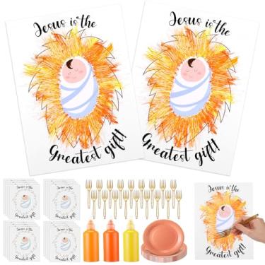 Imagem de Tenceur 30 Sets Christmas Nativity Crafts Kit Color Your Own Nativity Jesus Card Gift Painting Jesus DIY Card Ornament for Holy Night Christian Party Favor Religious Xmas Decoration Sunday School