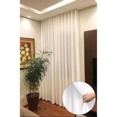 Imagem de Cortina Trilho Suiço Forro Com Linho Marfim 6.00 X 2.70