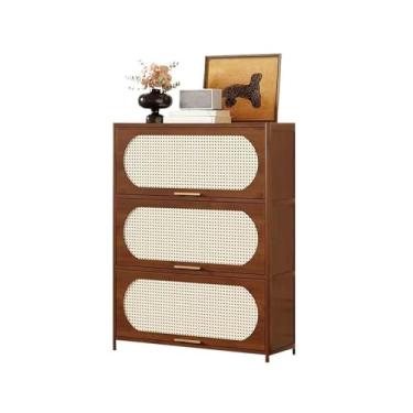 Imagem de hezhuhe2258 Aparador de sala de jantar, aparador de várias camadas, estante de canto, armazenamento de chão para estantes de sala de estar