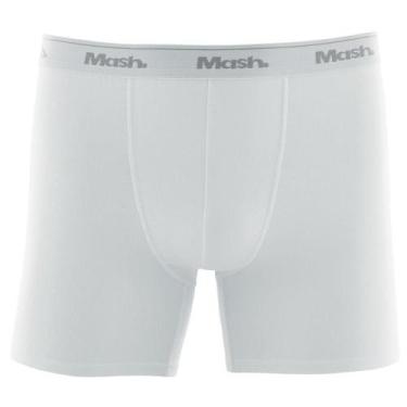 Imagem de Cueca Boxer Longa Mash Masculina Cotton Algodão Elástico, Branco, P
