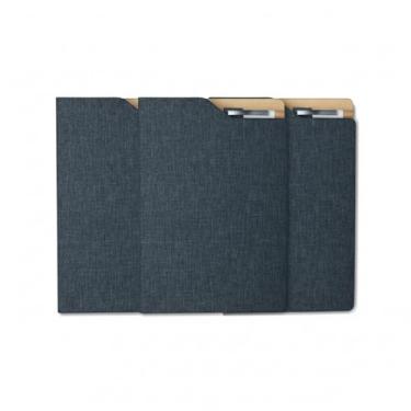 Imagem de Caderno de Anotações Executivo com Capa Dura em Material Reciclável, 80 Folhas Pautadas Bege, Suporte para Caneta, 21,3x14,5cm (3, Azul)