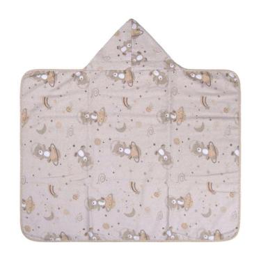 Imagem de Toalha de Banho para Bebê 67 cm x 90 cm Bublim, Urso Espaço Bege
