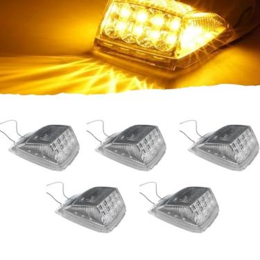 Imagem de All Star Truck Parts 5x Amarelo âmbar brilhante 17 LED lente transparente marcador de cabine com folga superior conjunto de luzes de teto semi-reboque caminhão Kenworth Peterbilt Freightliner Mack