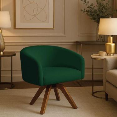 Imagem de Poltrona Sala Base Giratória Madeira Arielle Bouclê D03 - D'rossi Verd