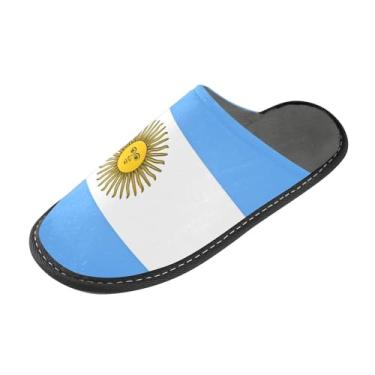 Imagem de Pantufas femininas felpudas fofas para casa sapatos de inverno antiderrapantes espuma viscoelástica bandeira da Argentina tamanho 4-5, Bandeira da Argentina, 9-10 Wide